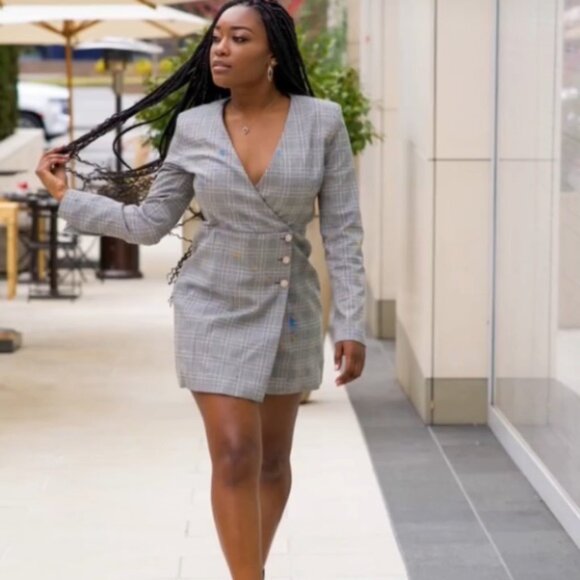 ZARA Plaid Blazer Dress with Jewel Buttons XS - Picture 1 of 16